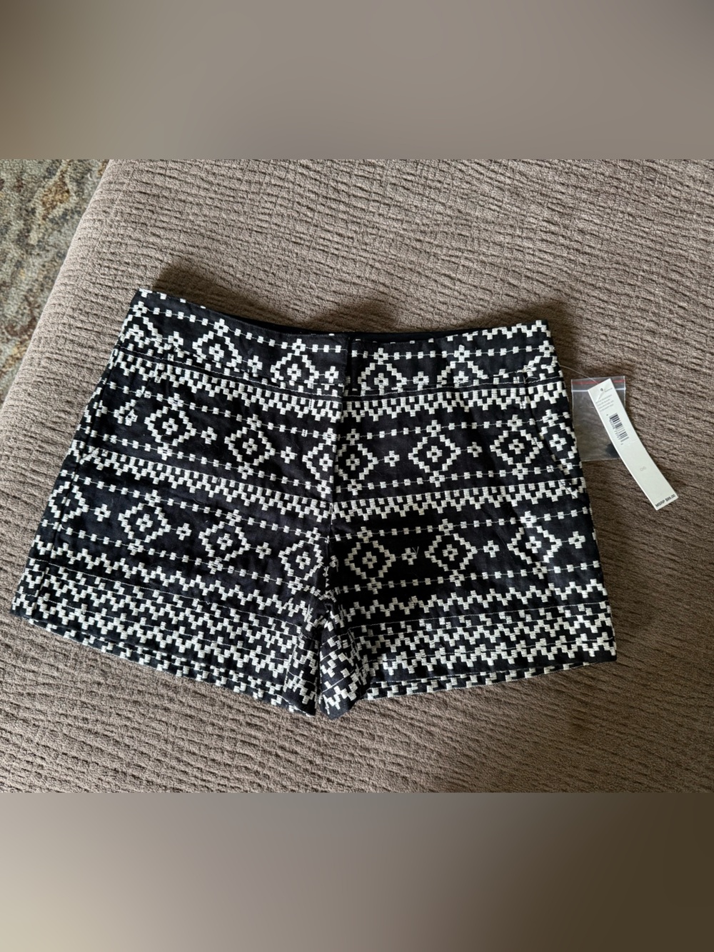 DKNYC Black & White High-Waist Geometric Knit Shorts
